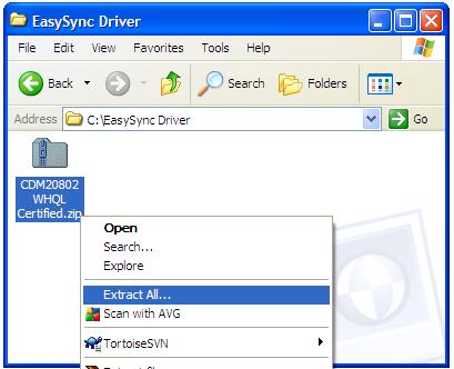 a. Right-click on the USB Driver zip file and select Extract All. Figure 21 Right-click on the zip file and select Extract All b.