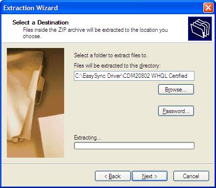 Select Next and the Wizard will ask you to select a destination for the unzipped files.