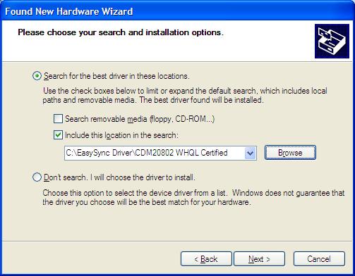 Figure 24 Point Windows to the location where your driver is
