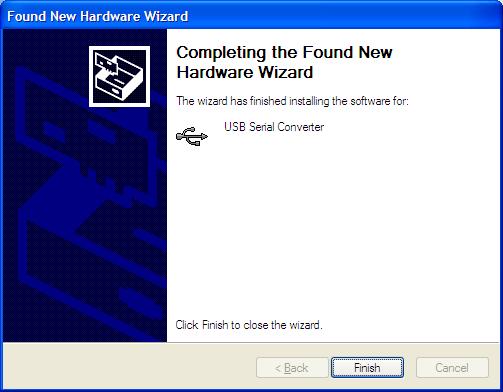 The next screen will tell you that The wizard has finished