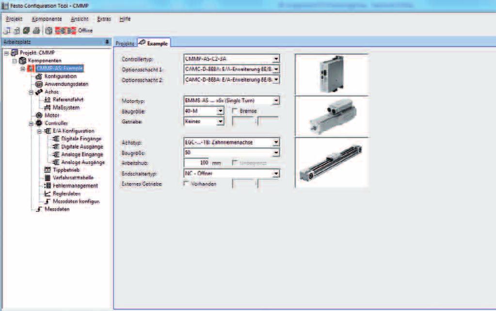 thanks to graphically supported parameter input Universal mode of operation for all drives Work offline at your desk or online at the machine FHPP Festo Handling and Positioning Profile Festo has