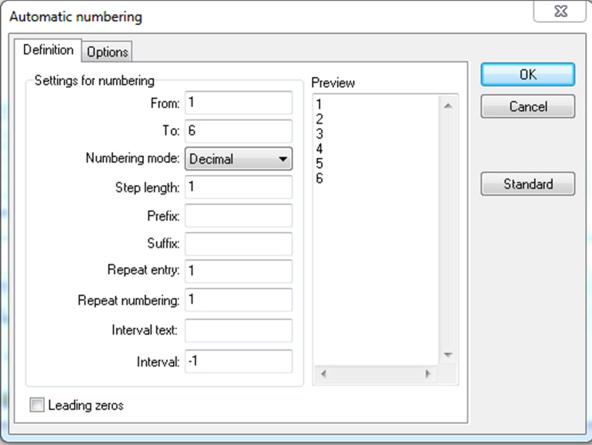 Automatic Numbering Automatic input option for alphanumeric labeling Click [Paginate] on the toolbar.