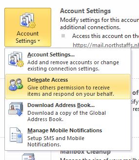 If you need to share your complete inbox, including any sub folders, with another user then this needs to be facilitated by the IT Service and so a call must be logged with your IT Helpdesk.