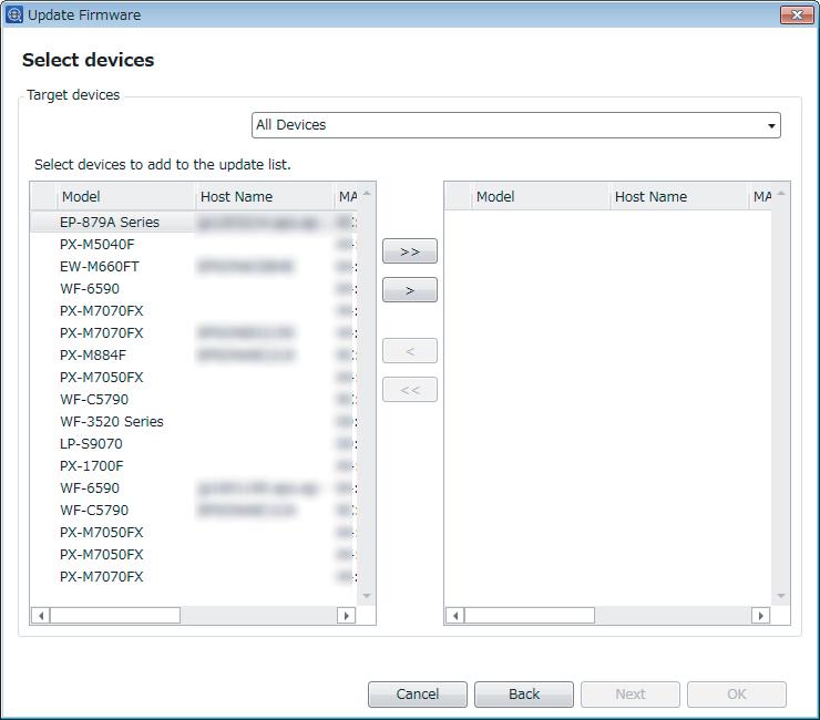 Device Management You can move selected devices by using,, and