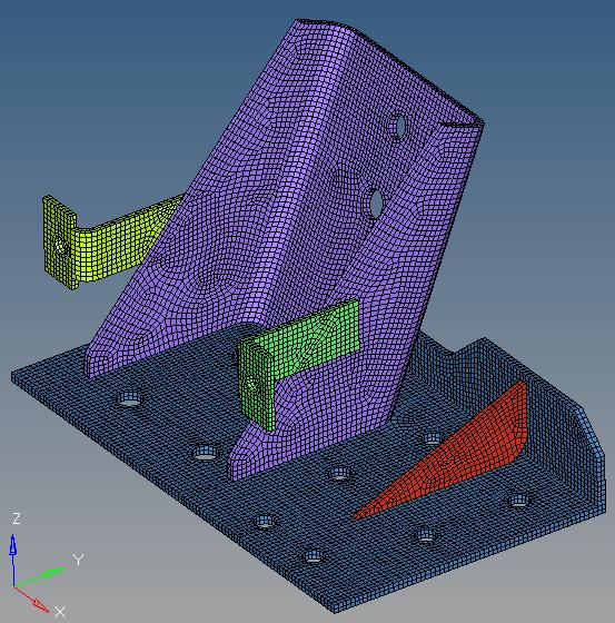 Fig.3 Solid Meshing Discretization: A solid element mesh is required to be generated. The meshing of the bracket is done in HYPERMESH software. Fig.