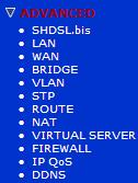 Chapter 4 Advanced Setup Advanced setup contains SHDSL, WAN, Bridge, VLAN, Route, NAT/DMZ, Virtual server and firewall parameters. 4.1 SHDSL.