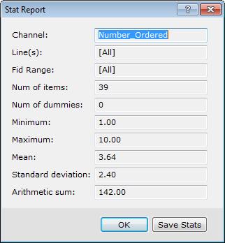 To Calculate Basic Statistics on a Channel 1. Select the data to perform the statistics on using either a double or triple click of the mouse.