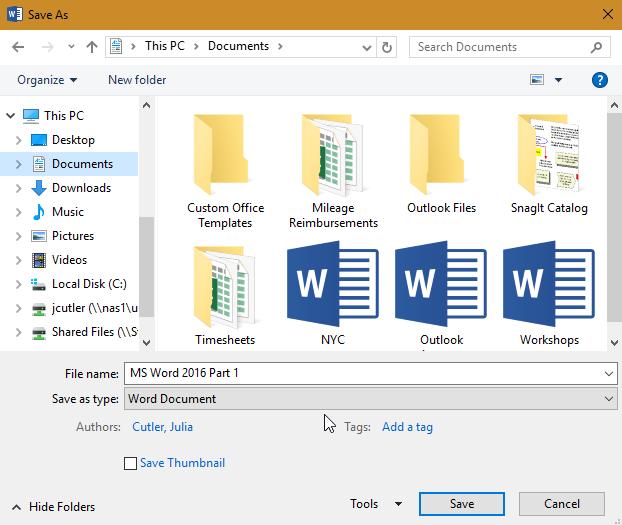 Save/Save As: Word offers two ways to save a file: Save and Save As. Save As: When you save a file the first time, you'll only need to choose a file name and location.