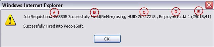 6. Review the message, and click OK. Please send the Employee Rcd# (D) to seofwsp@fas.harvard.edu Refer to steps A 