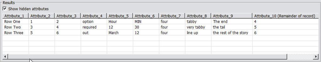 Example 2 - Complex script output Some scripts can output data rows that hae irregular or changing separators, for example: Row One;1;2;[option]Hour:MIN;fourtabby The end;4 Row
