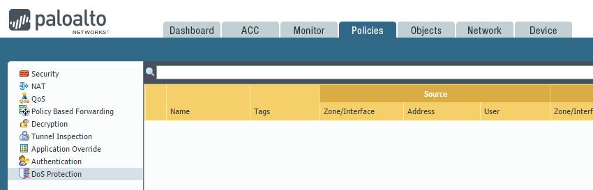 Sun Mgt Bonus Lab 2: Zone and DoS Protection on Palo Alto Networks Firewalls 8 x. Spot a new entry in the Web-UI s Threat Logs. Type- Scan, Name- Host Sweep, Severity- Medium, and action Block-IP. 2. Configure DoS (End Host) Protection a.