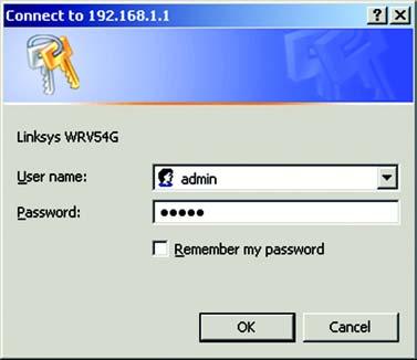 Then press Enter. A password request page, shown in Figure 6-1 will appear. (non-windows XP users will see a similar screen.