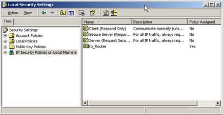Step 4: Assign New IPSec Policy In the IP Security Policies on Local Computer window, shown in Figure C-27,