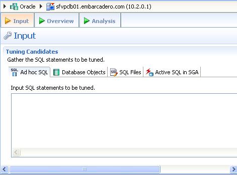 SESSION 4: TUNING SQL STATEMENTS > ADDING SQL STATEMENTS Adding SQL Statements Once you have created a name for the tuning job and indicated its source, you can add SQL statements that you want the