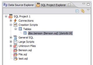 SESSION 5: SQL CODE ASSIST AND EXECUTION > CODE EXTRACTION Additionally, SQL Project Explorer provides a tree structure for all files created in DB Optimizer.