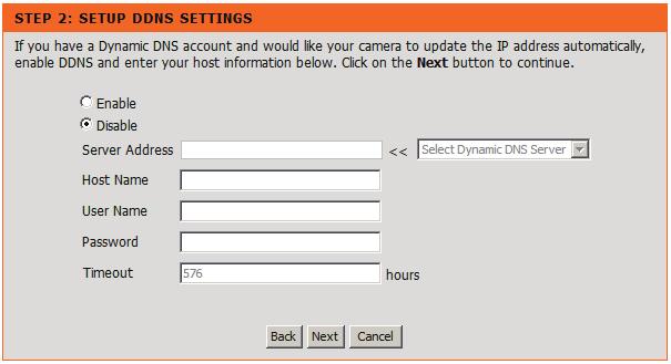 time. Click Next This page displays your configured settings.