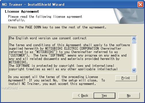 Read the software license agreement carefully, and press the "Yes"