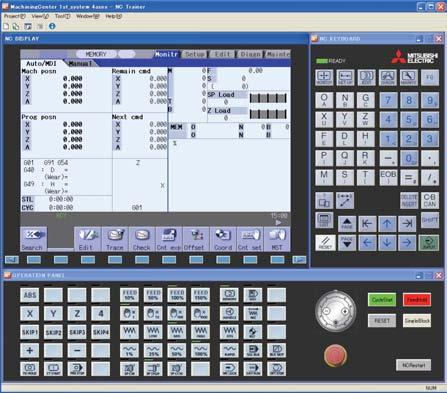 MITSUBISHI CNC 3 Configuration of the Screen 3.1.3 Multi-window Display Mode NC key board window and machine operation panel window can be hidden by clicking the "X" button.