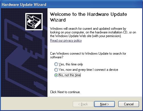 tab to start Hardware Update Wizard. 5.