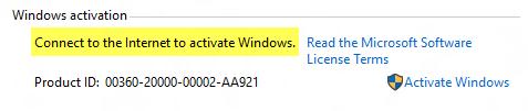 Windows 10 IoT Enterprise Activation UI Device has never