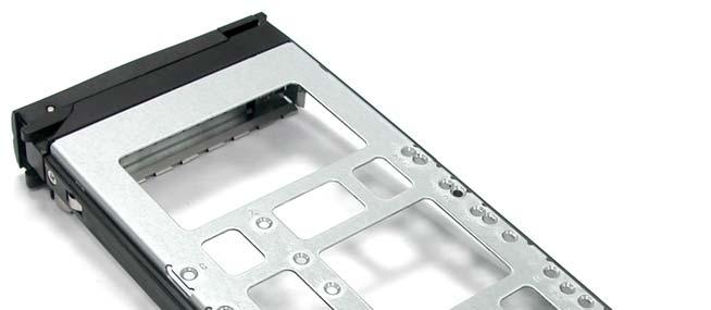 5. Turn the tray upside down. Align the holes of the Fixed Bracket in the two Hole d of the disk tray.
