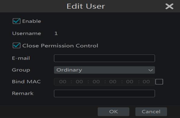 You can enable or disable other users (if disabled, the user will be invalid), open or close their permission control (if closed, the user will get all the permissions which the administrator