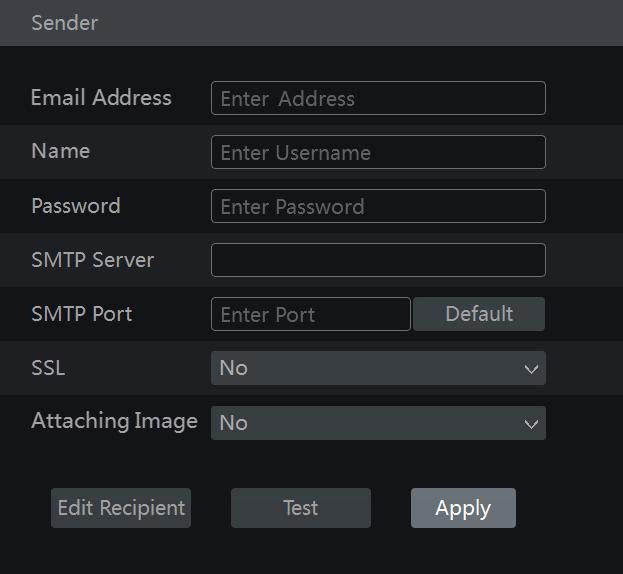 Device Management Click Edit Recipient to go to the following interface. Click Add and then input the recipient s e-mail address in the popup window.