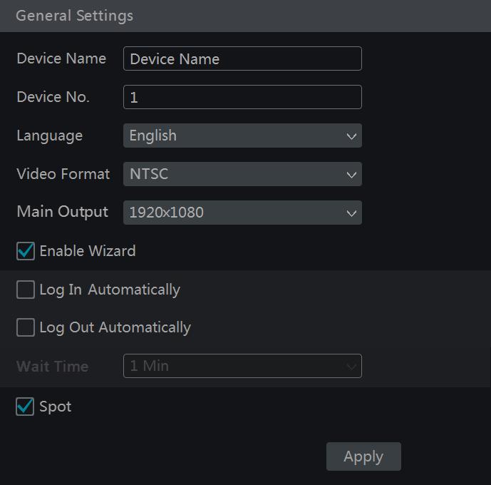 Device Management Device Name: The name of the device. It may display on the client end or CMS that help user to recognize the device remotely. Video Format: Two modes: PAL and NTSC.