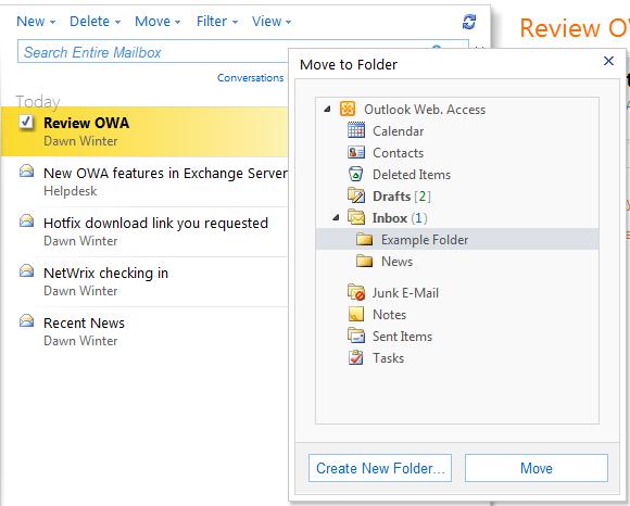 Move E-mail to Folders Moving e-mail removes a message from the message pane and places it in the destination folder. 1.
