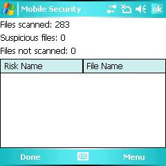 Scanning for Malware Scan Results Mobile Security displays scan results for card and manual scans, allowing you to specify an action for each detected or unscannable file.