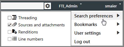 Setting search preferences Setting search preferences You can set preferences for searches, including whether to include threaded documents, attachments with source documents, or renditions in your