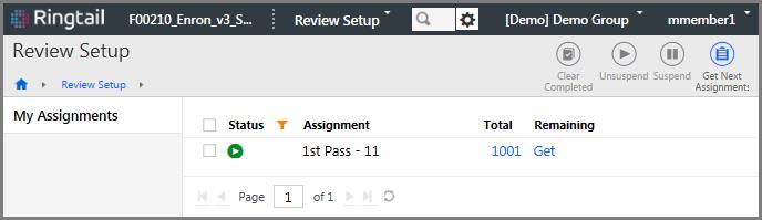assignments on the My Assignments page in the Review Setup section.