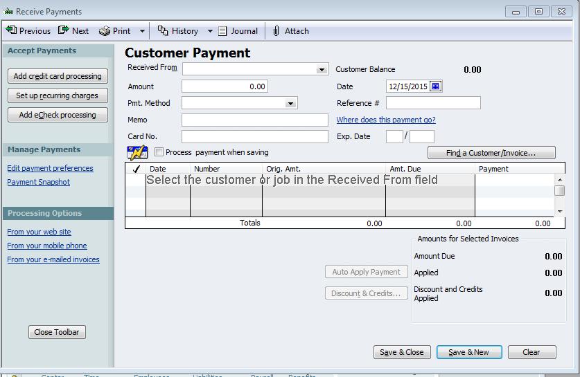 However, if you invoice a customer, you receive the payment after the fact and you will need to record it in QuickBooks, matching it up with existing customer invoices.