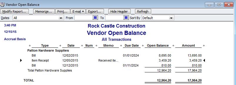 Page9 A vendor report can show you all of the transactions for the month to date and also include POs, bills and bill payments,