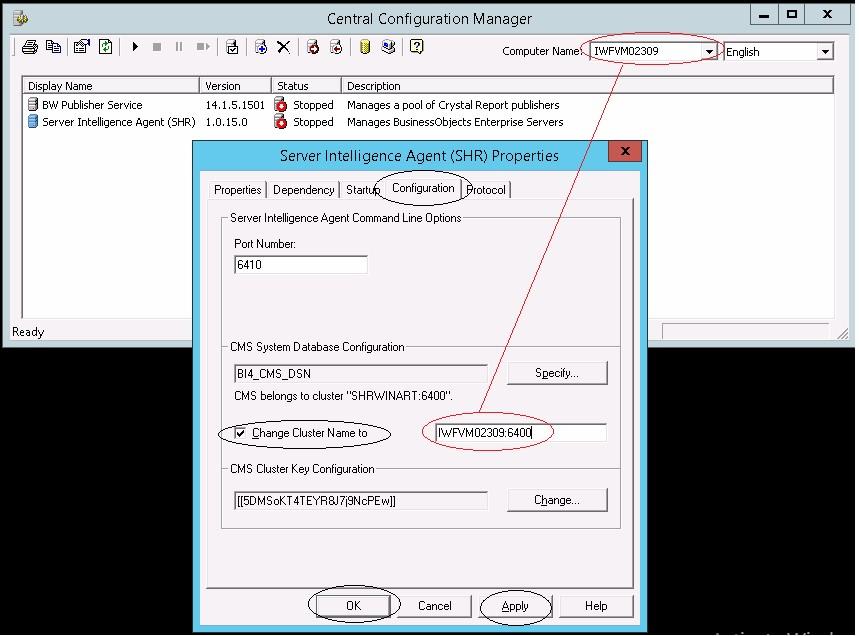 p. Select the Configuration tab and perform the following Select the Change Cluster Name to check box.