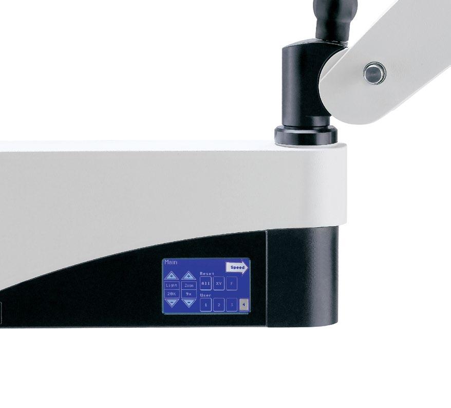 INTUITIVE CONTROL AND INCREASED SAFETY Straightforward operation Leica Microsystems touchscreen, built into the floorstand for convenient, easy access, offers intuitive control of all Leica M620