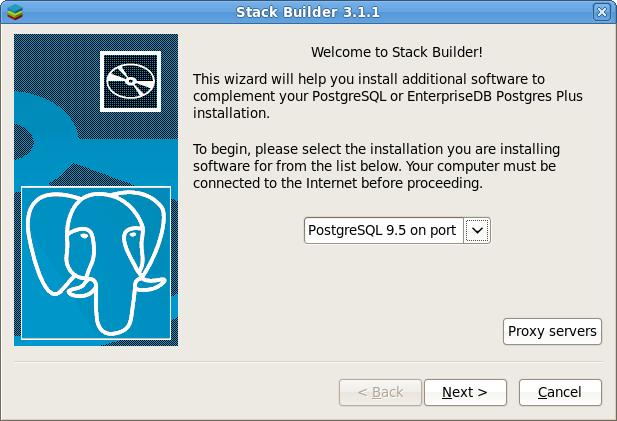 4 Using Stack Builder The Stack Builder utility provides a graphical interface that simplifies the process of downloading and installing modules that complement your PostgreSQL installation.