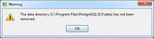 Figure 7.2 - A dialog asks you to confirm that you wish to remove PostgreSQL.
