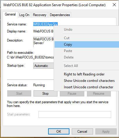 Troubleshooting WebFOCUS Business User Edition 2. Remove any remaining services from your machine. a. Locate the existing WebFOCUS BUE services.