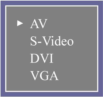 4. OSD Menu OSD Menu structure Use the CHANNEL button to select VGA, DVI, S-VIDEO, or AV CVBS, the