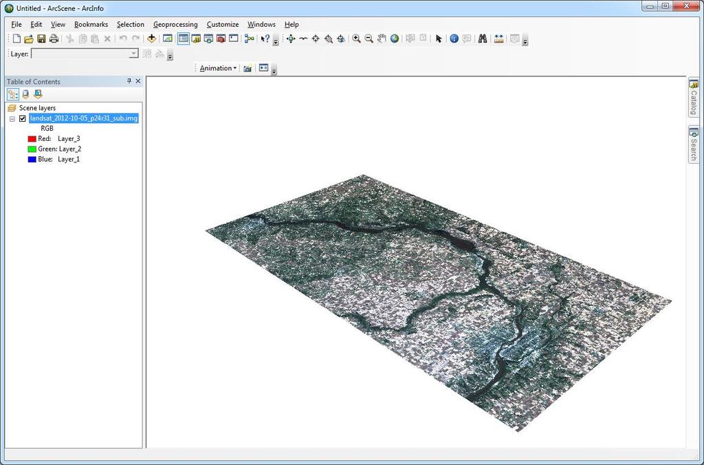 3D Image Rendering ArcScene Read Landsat image & DEM same way