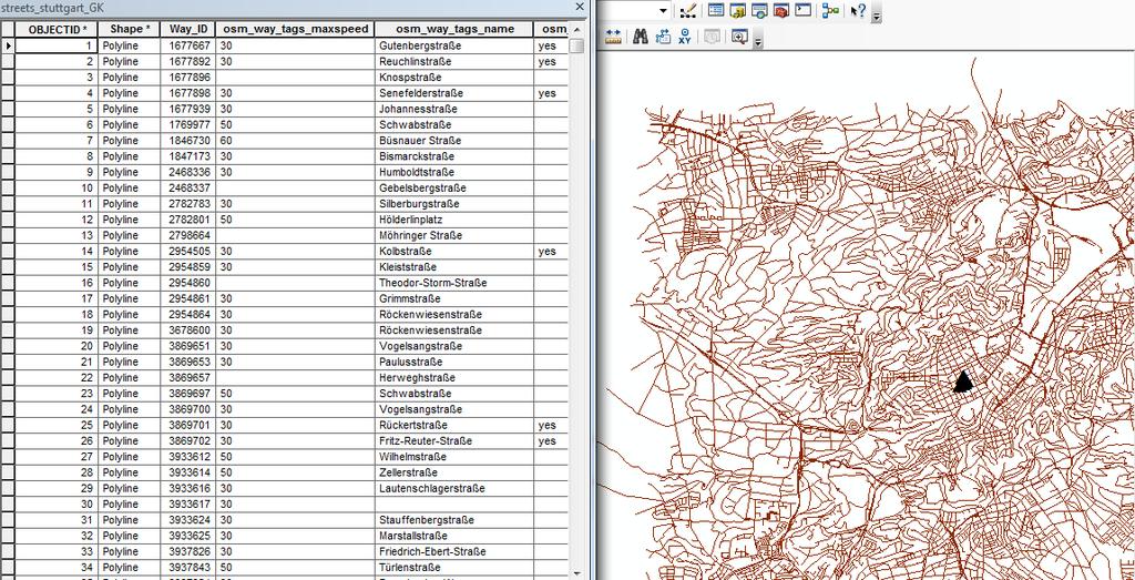 Figure 2. Exemplary data sets (GPS) for analysis Another input data is prepared which is used in the process of map matching, Figure 3.