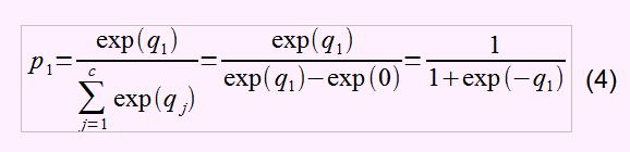 The purpose of the softmax activation function is to enforce these constraints on the outputs. Let the network input to each output unit be q i, with i = 1...c, where c is the number of categories.
