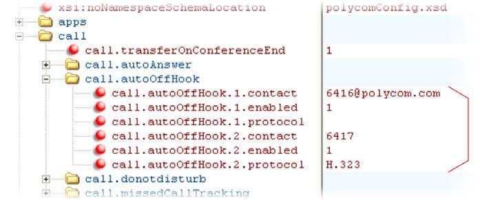 Example Automatic Off-Hook Placement Configuration In the example configuration shown next, the automatic off-hook call placement feature has been enabled for registration 1 and registration 2.