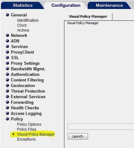 5. In the management console menu, go to Policy -> Visual Policy Manager. 6.