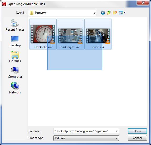 Navigate to the folder containing the video clips. Select between 1 to 16 video clips to playback.