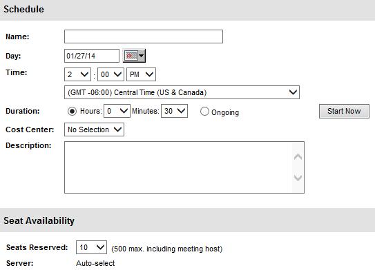 Schedule a Sysco e-meeting: Website, Continued Scheduling Sysco e-meetings (continued) Step Action 3 Complete Schedule and Seat Availability criteria.