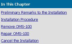 OMS-100 User Manual The chapter topic also lists all topics within the
