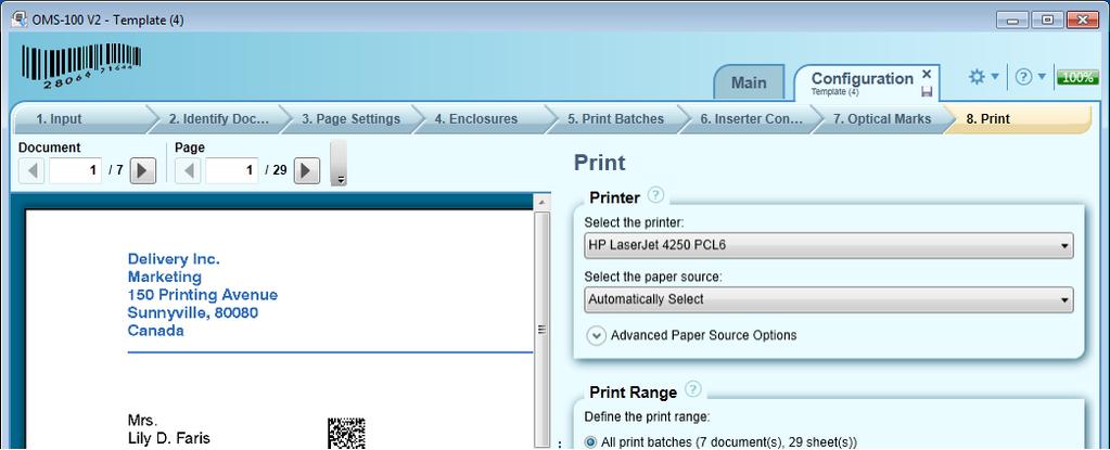 Vol. 3 Operating 3.9 Step 8 - Print In this step you can enter the settings concerning the printing of the documents.