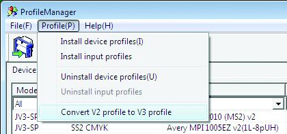 Installing Profiles Converting device profile Convert V2.0 device profile into that of V3.0. When selecting a profile which was converted from V2.